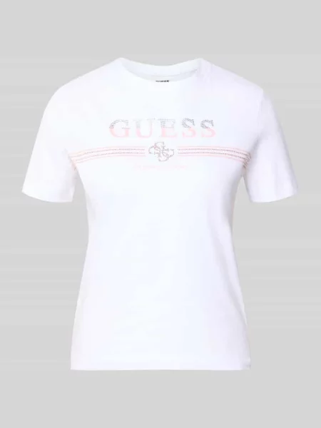 Koszulka T-shirt z aplikacją z dżetów model SIENA' Guess Activewear biała
