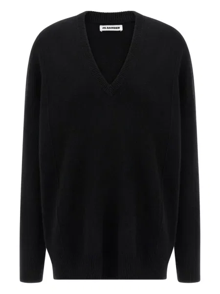 Pulover Jil Sander cu decolteu în V negru