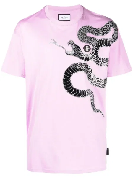 Tricou Philipp Plein cu imagine cu model piele de șarpe