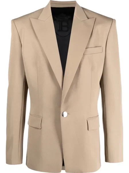 Vlněný oblekový jednořadý oblek Balmain