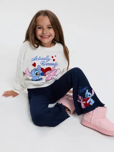 Sinsay komplet: crewneck mikina a flare kalhoty Stitch vícebarevná