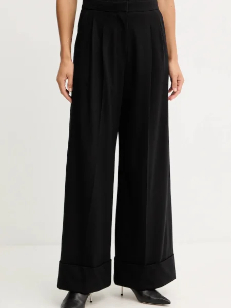 Volnene hlače BOSS črna