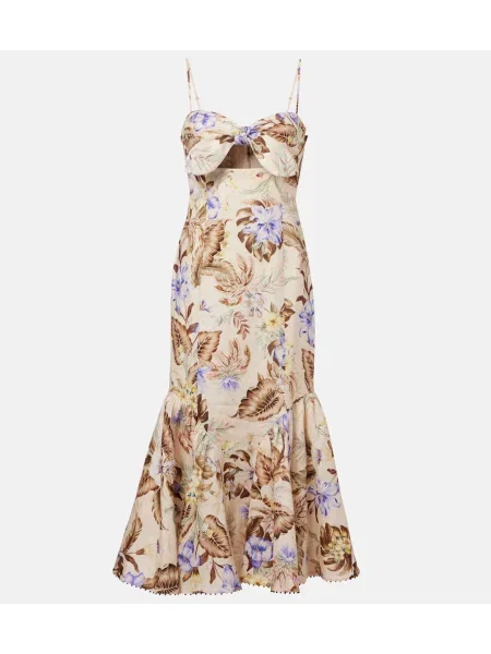 Rochie midi Zimmermann cu funde de in cu model floral