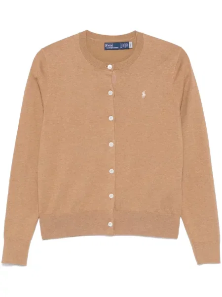 Haftowane satynowe spodnie Polo Ralph Lauren do kolan czarne