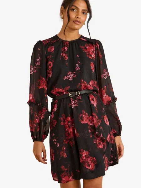 Love & roses Obleka roza / rdeča / temno rdeča črna