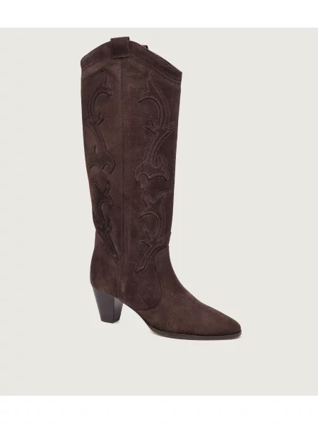 Ba&sh Cizme cowboy Casey | piele întoarsă maro