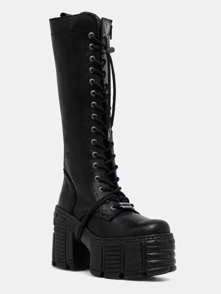 New Rock ghete de piele CRUST NEGRO TOWER MAX cu drept negru