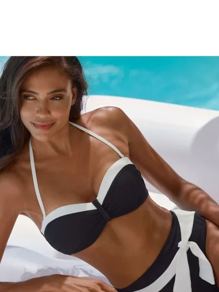 LASCANA Slip costum de baie negru alb