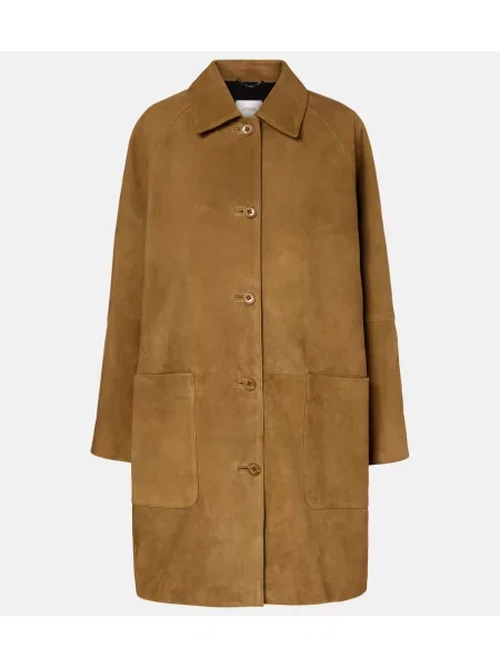 Palton Dorothee Schumacher din piele de căprioară fără armătură maro