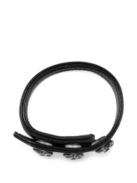 Brăţară Chrome Hearts din piele cu motiv cu inimi negru