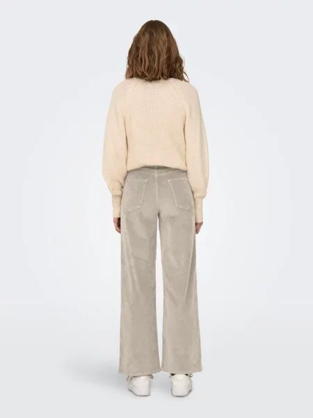 Spodnie sztruksowe z szeroką nogawką z mieszanki bawełny model ‘HOPE’ Only beżowe