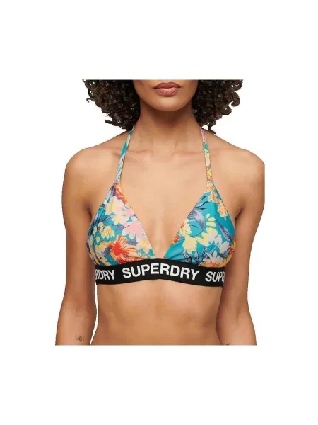 Sutien triunghi Superdry cu autograf albastru