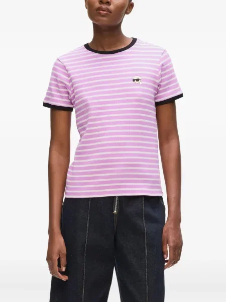 Tricou Karl Lagerfeld cu dungi roz