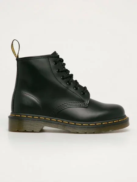 Botine Dr. Martens din piele cu toc plat negru