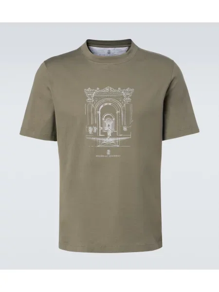 Tricou Brunello Cucinelli cu imagine din jerseu verde
