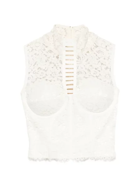 Top Mitiliane Couture din dantelă alb