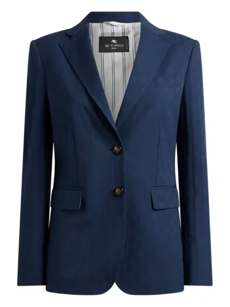 Marynarka Etro żakardowa jednorzędowa niebieska