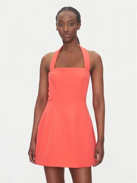 Рокля Bardot NEVELLE оранжево къса разкроена розово