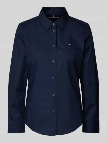 Koszula Tommy Hilfiger Cotton Stretch Regular Ls Shirt Dark Blue S niebieska