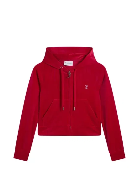 Hanorac cu glugă Juicy Couture din velur roșu