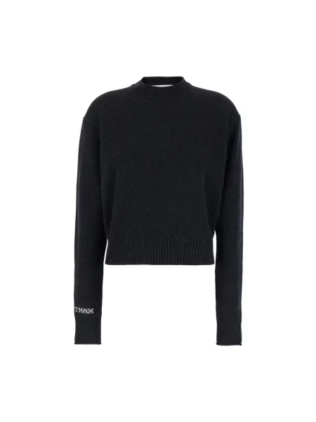 Sweter Sportmax wełniany z logo czarny
