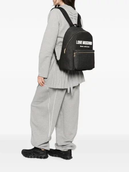 Rucsac Love Moschino cu autograf negru