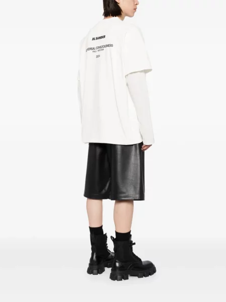 Raštuotas marškinėliai Jil Sander balta