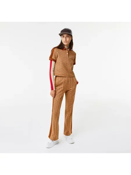 Lacoste Koszulka Polo O Regularnym Kroju Z Kontrastowym Kołnierzykiem I Nadrukiem Monogramu brązowa