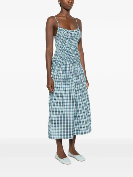 Rochie midi Damson Madder în carouri albastru
