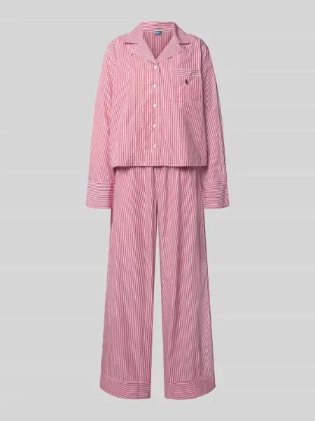 Piżama z kołnierzem z połami Polo Ralph Lauren czerwona
