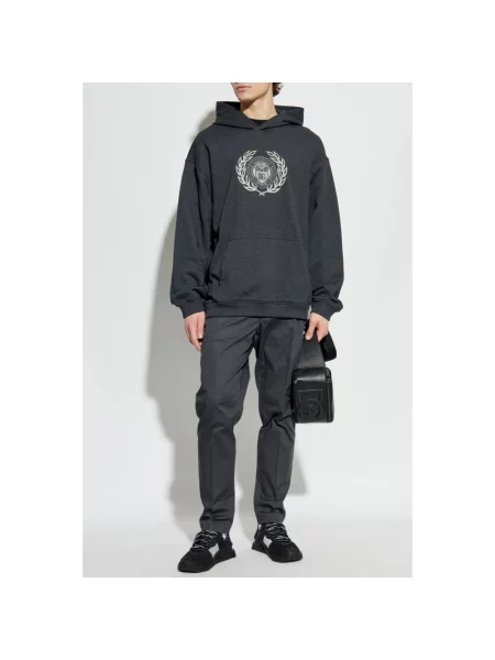 Bluza z kapturem Dolce And Gabbana z kapturem z logo szara