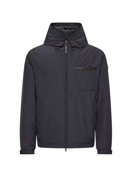 Geacă Moncler cu glugă cu autograf albastru