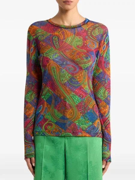 Top Etro cu model paisley roșu