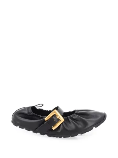 Balerini Balmain cu volane cu cataramă negru