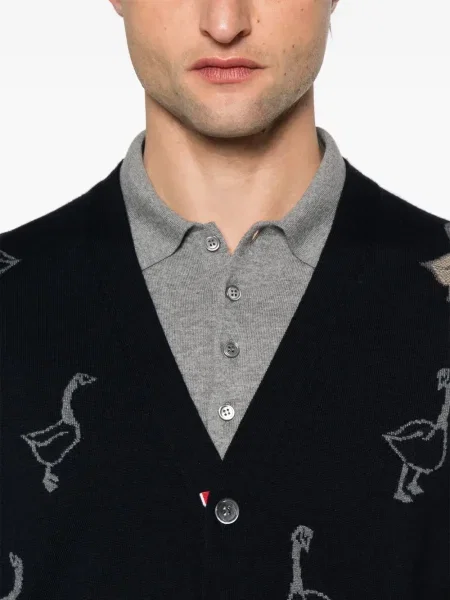 Cardigan Thom Browne de lână albastru