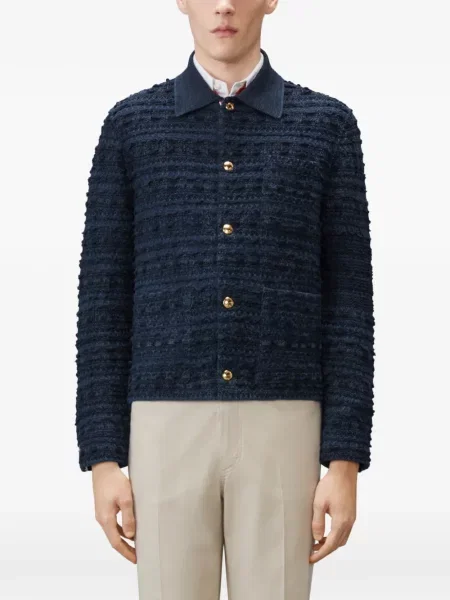 Geacă cămașă Thom Browne din tweed albastru