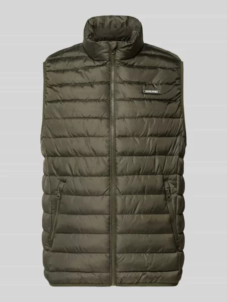 Kamizelka pikowana z zapinanymi na błyskawiczny model ELVIS' Jack & Jones oliwkowa