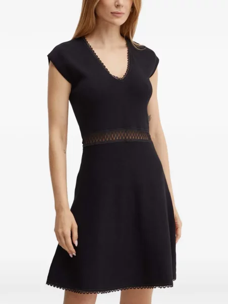 Rochie mini Morgan cu decolteu în V din dantelă negru