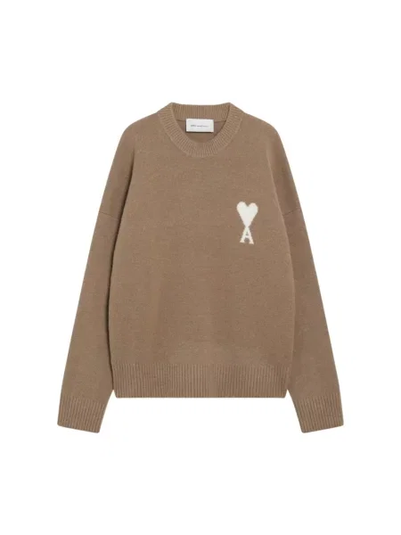 Sweter Ami Paris wełniany beżowy