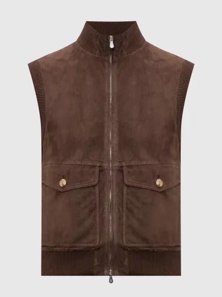 Замшевий жилет Brunello Cucinelli коричневий