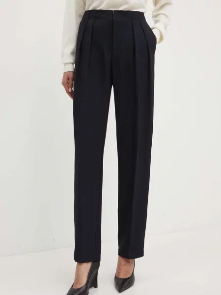 Liviana Conti pantaloni femei drept high waist negru