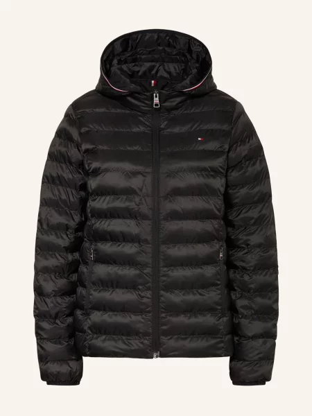 Tommy Hilfiger Kurtka Pikowana Z Odpinanym Kapturem schwarz czarna
