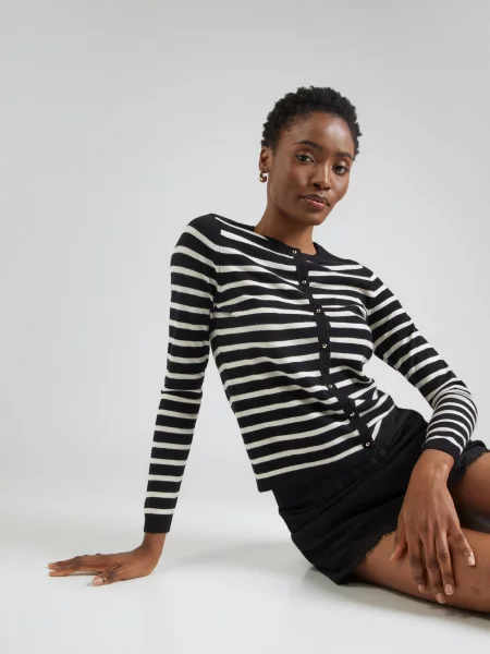 VERO MODA Geacă tricotată VMHAPPY negru alb