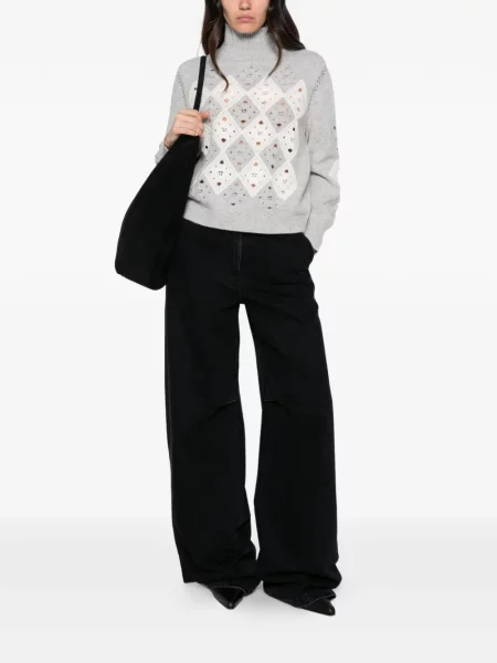 Pulover Ermanno Firenze cu model argyle gri