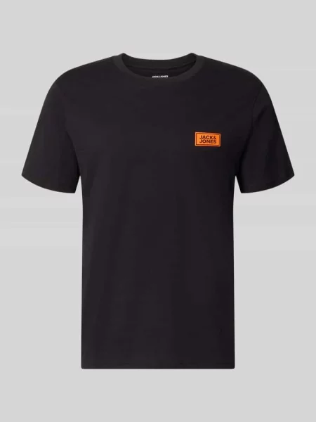 T-shirt o kroju regular fit z czystej bawełny z detal z logo Jack & Jones czarna