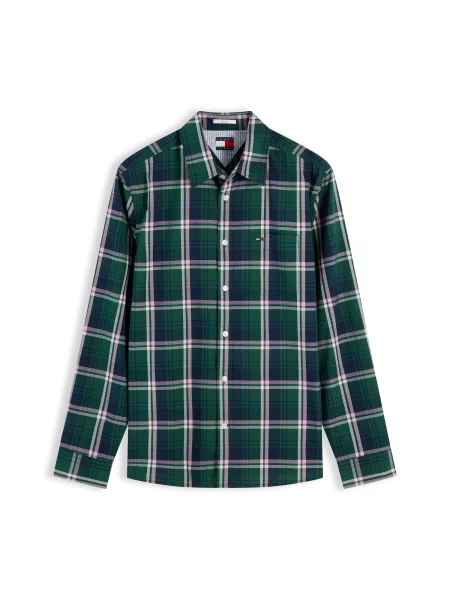 Tommy Jeans Cămașă albastru închis / verde smarald / mov pastel / murdar alb