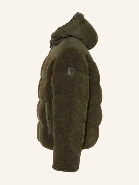 Garcia Bunda Z Medvídčí Kožešiny V Kombinaci Materiálů khaki zelená