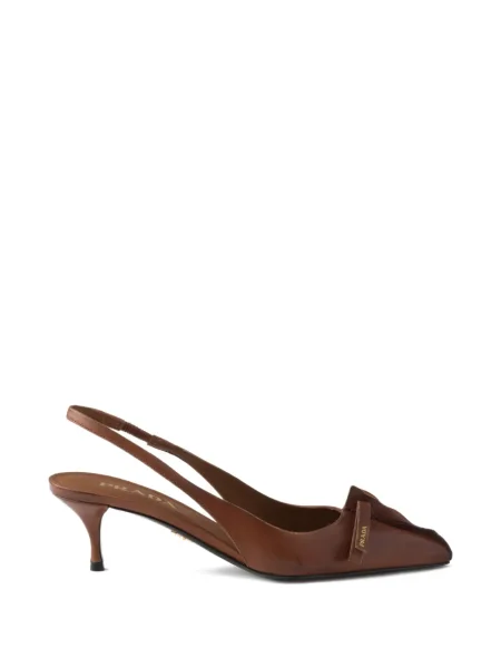 Pantofi cu toc Prada cu funde slingback maro