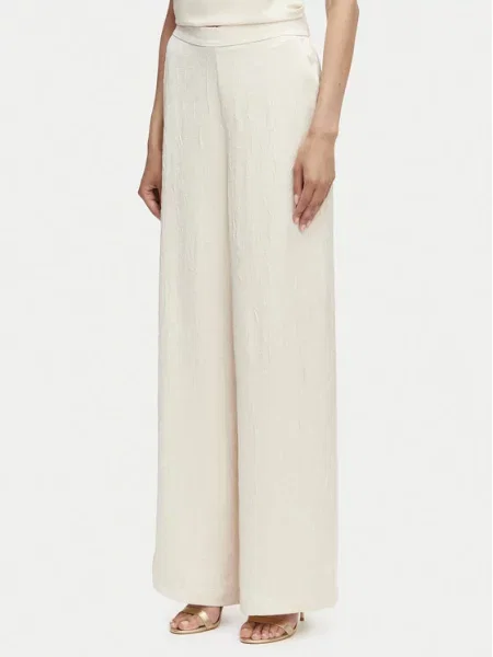 Guess Текстилни панталони Светлобежов Wide Leg