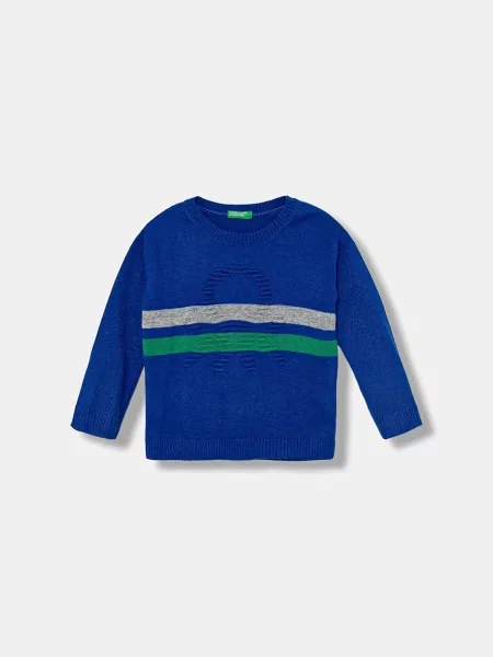 United Colors of Benetton Dětský svetr s příměsí vlny modrý
